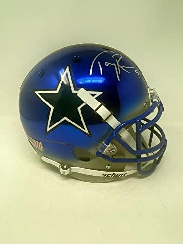 Tony Romo Dallas Cowboys assinou o capacete autêntico do cromo de tamanho completo PSA - Capacetes Autografados da NFL