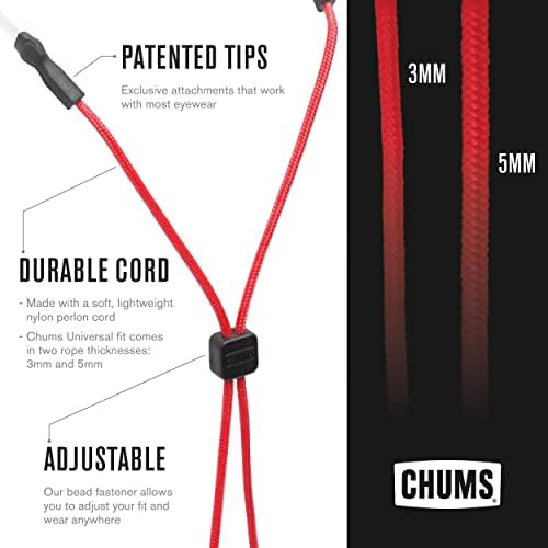 CHUMS 3MM RETENHO DE EYEWARE DE EQUEDORES DE CORRA UNIVERSAL, VERMELHO