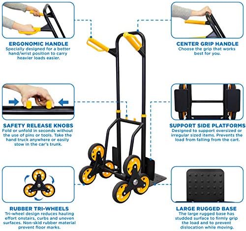 MONTAGEM! Caminhão de alpinista de escadas e boneca, carrinho de carrinho de serviço pesado com capacidade para 330 lb com alça telescópica e rodas de borracha