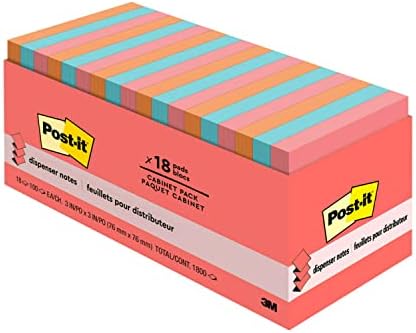 Post-it-it reciclado Super Sticky Notes, 3x3 in, 18 pads, 2x Power, poptimista, cores brilhantes, reciclável