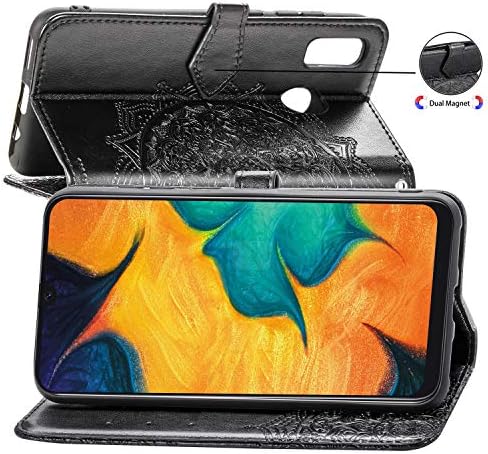 ANFFY PARA SAMSUNG GALAXY A20 CASE PARTEM COM OUTRADOR DE CARTO E STAND [FLOR FLORESTED] PREMIUM PU LATELET MAGNETLET FLIP