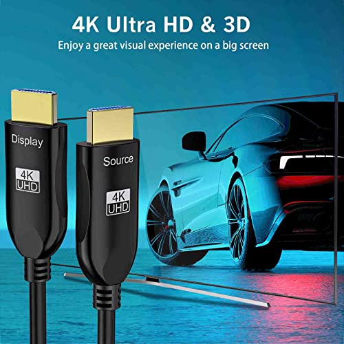 Veetop 4K Fibra óptica HDMI 2.0 Cabo de 160 pés, 18 Gbps 4K Cabo HDMI de fibra óptica, cabo de vídeo em áudio digital/UHD