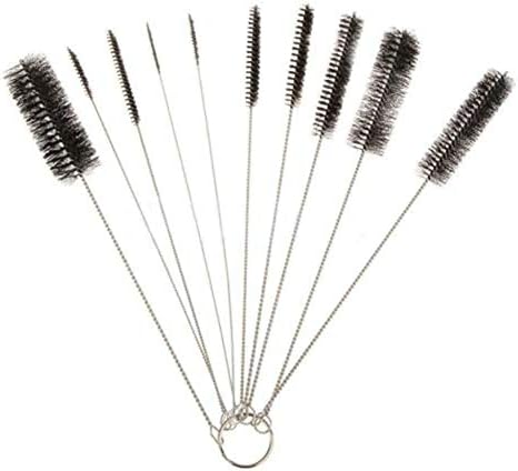 Brush de limpeza de tubo multifuncional N / C, 10 peças, com anel de chave de aço inoxidável removível, não é fácil de dobrar, durável