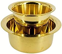 Golden Drops Brass Kumbakonam Dabara Conjunto elegante de bronze kaapi Davra vati Conjunto 120 ml de capacidade de