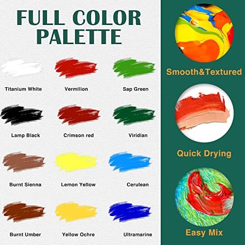 Conjunto de pintura de acrílico com 1 Packs / 10 PCs Bruia de cabelo de nylon 12 tubos de cores 1 PCS Placa de tinta