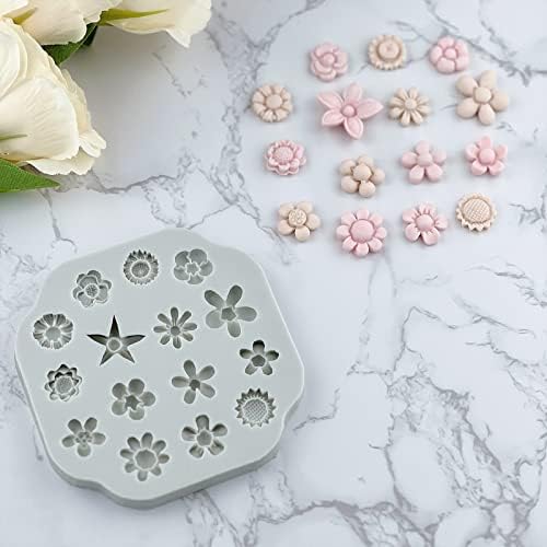 Moldes de argila de polímero de flores, moldes de argila de polímero para fabricação de jóias, moldes de silicone em miniatura