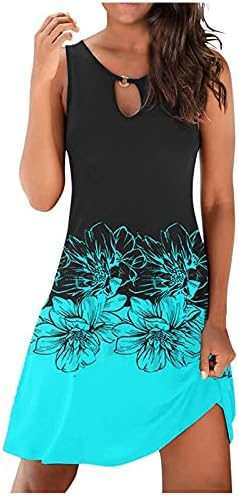 Vestidos de verão osfvnoxv para mulheres 2023, vestido sem mangas boho estampa floral hollow out vestido de tanque uma linha fluida de praia vestidos de praia