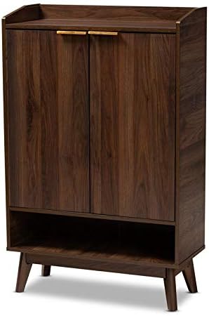 BAXTON Studio meados do século Cabinete de sapatos de madeira Lena em Walnut Brown