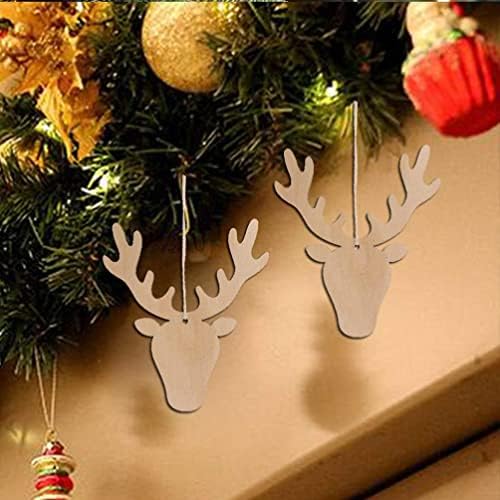 Happyyami decoracionas para salas de casa 10pcs Árvore de Natal de madeira Ornamentos pendurados de madeira pingente de madeira pingente