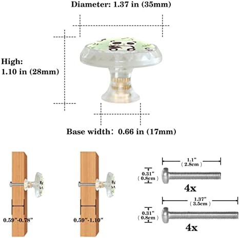 Guerotkr 4 PCs, maçanetas de armários transparentes, botões de gabinete, botões de cômodos, alças para armários e gavetas,