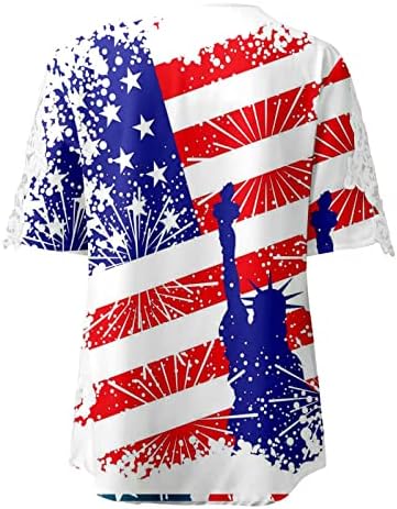 4 de julho Camisas femininas Camisetas de bandeira americana de verão tops casuais de manga curta camiseta estrelas