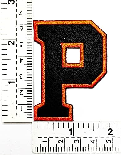 Hho Patch Black Orange Alfabeto Tamanho de 2,4 polegadas. Letra P Ferro em patches Escola de letra ABC Apliques ingleses Apliques