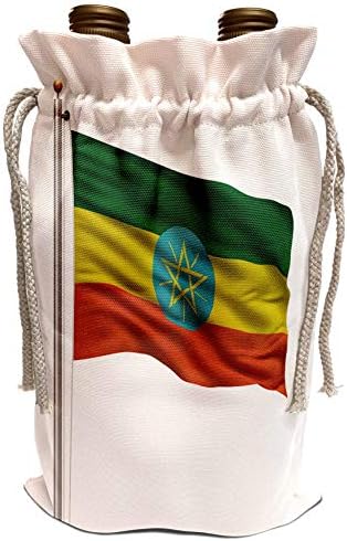 Ilustrações 3drose Carsten Reisinger - Bandeira da Etiópia em um poste de bandeira sobre o etíope branco - saco de vinhos