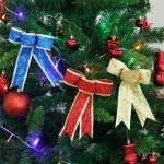 Decorações de arco de natal, árvore de natal lantejoulo laço amarra dourado prata vermelha arco e arco arco arco arruências