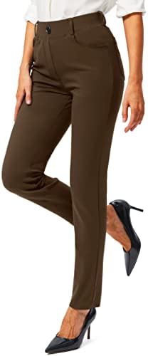 Calças de vestido de ioga feminina com bolsos 26 /28/30 Leggings de trabalho de trabalho para mulheres calças magras para o escritório