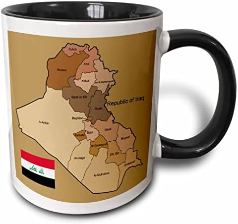 3drose mapa político do Iraque com cada província identificada por nome e iraquiano. - Canecas