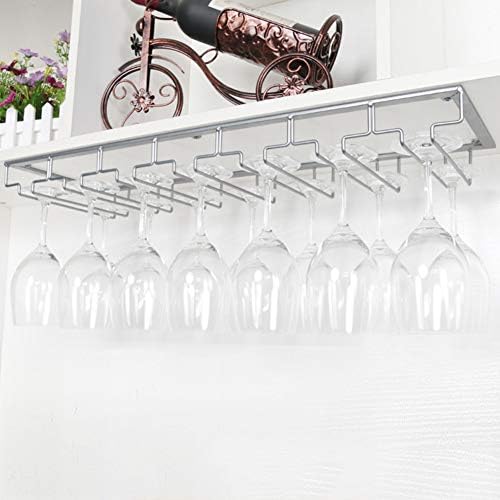 Sob o armário de vinhos de vinho, o porta -vidros, os copos de estoques montados na parede organizador de metal de ferro para a cozinha do bar para casa -l70xw22.5cm