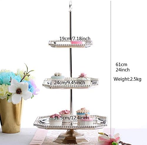 Guangming - lanche de bolo Stand Multi Tier Metal Serving Bandey Square Platter Platter Cupcake Titular com aparência requintada, processo polido de espelho, 3tier