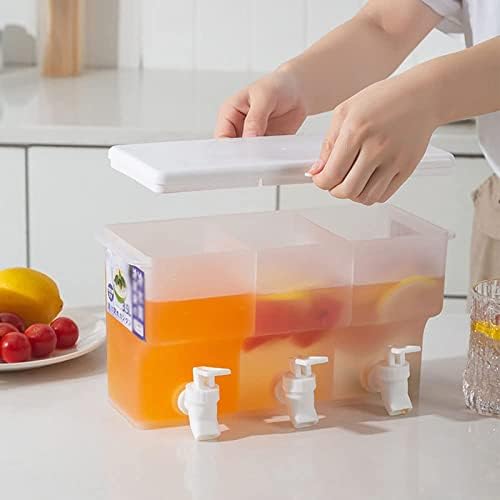 Thema 3 Compartamentos dispensador de jarro para geladeira, dispensador de bebidas de 3,5l com 3 torneira sem vazamentos, dispensador de água de dispensador de suco, para uso diário de festas