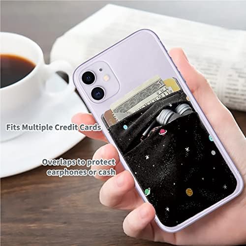 Fique na carteira de telefone celular, Universo Planet Lycra Double Pocket Credit Card Card e Dinheiro Adesivo Adesivo Sleeve Poupe