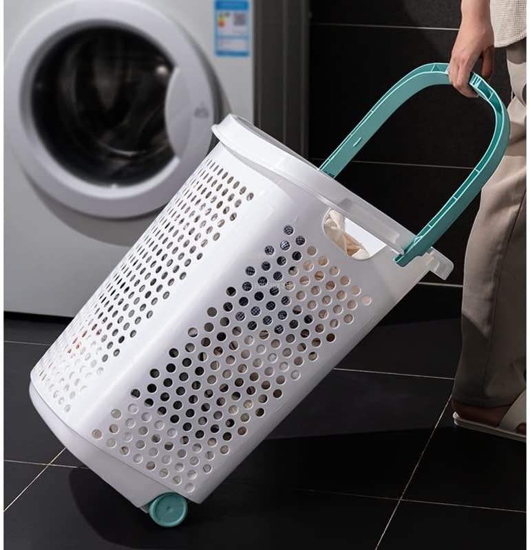 Liruxun lavanderia cesta de roupas sujas de roupas com rodas cesta de armazenamento de banheiro cesta suja cesta de roupas