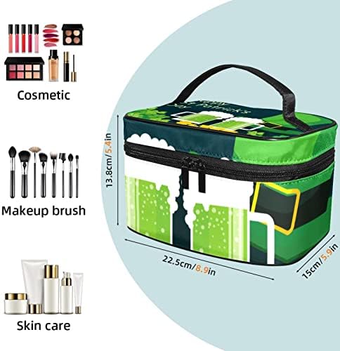 Feliz Dia de São Patrício Cles Hat Hat Clover Makeup Bag Sacos de cosméticos portáteis para mulheres meninas