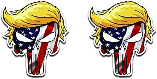 Smart Trumpisher Trump Skull Skull American Flag Vinil adesivo Decalque para caminhão de carro SUV Van Janela de parede de parede de parede Tumbler de copo de comprimido e qualquer superfície lisa - 4x4 polegadas