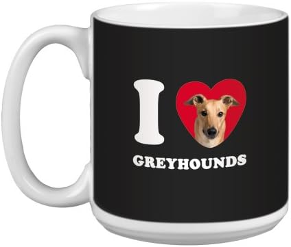 Saudações livres de árvores XM29064 I Heart Greyhounds Artful Jumbo caneca, 20 onças, tan