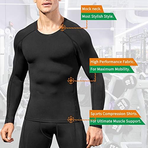 Camisas de compressão masculinas de manga comprida, camada de base, treino seco rápido t suportes esportes com tops de corrida