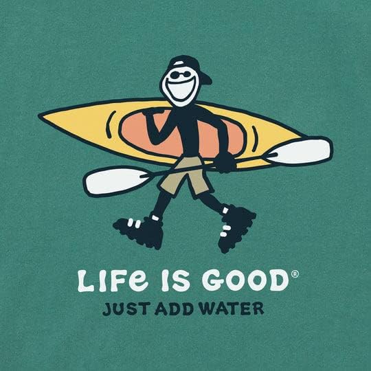 A vida é boa. Jake masculino apenas adicionar camiseta de triturador de caiaques de caiaque, abeto verde, pequeno