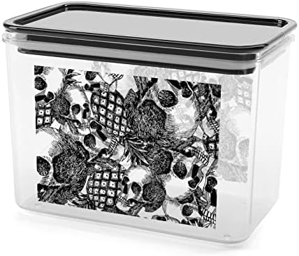 Skull Pineapple Plástico Caixa de armazenamento Recipientes de armazenamento de alimentos com tampas de arroz balde selado para organização de cozinha