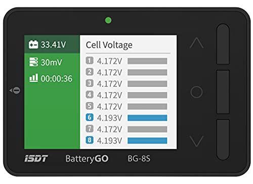ISDT BG-8S Battgo Battery Meter, LCD Exibir o testador de bateria da bateria da bateria Digital Bateria para NIMH, LIPO,