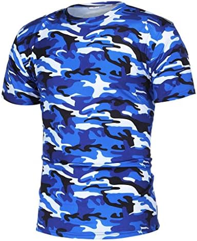 Camisas de camuflagem de manga curta masculina Camisas casuais do exército tático Slim Fit Muscle Tops Striped Pattern Print
