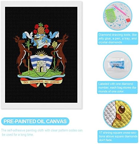 Brasão de braços de Antígua e Barbuda Kits de pintura de diamante personalizada Postam imagem de arte por números para decoração