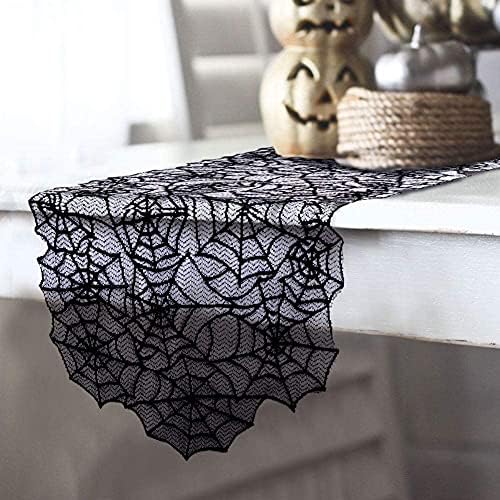 Conjunto de decorações de Halloween de Veylin 5pack, toalha de mesa de aranha preta com taco 3D para decorações internas