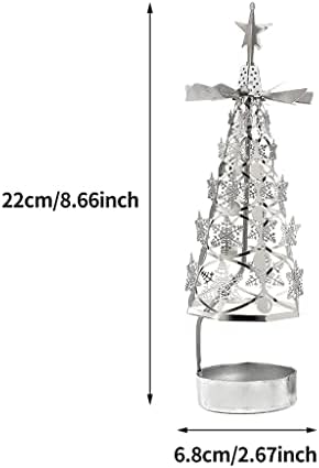 Yynlknkn Desktop Christmas Lanterna Rotulando Bandeja Rotativa Tealight Tree Shape Candlestick Decoração