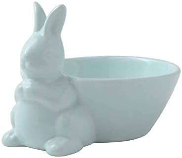 Qiaoidea páscoa azul coelho prato de doces, lanche de tigela de porcelana que serve uma tigela de sobremesa decorativa prato de tigela para a decoração de mesa de festa da Páscoa
