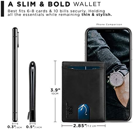 SERMAN BARDS RFID bloqueando as carteiras de bolso frontal minimalista de couro genuíno, para homens com clipe de dinheiro masculino fino