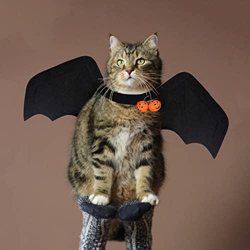 Trajes de pet gotgala halloween trajes de asa de morcego de cachorro com sinos de abóbora para cachorrinhos e roupas de fantasia