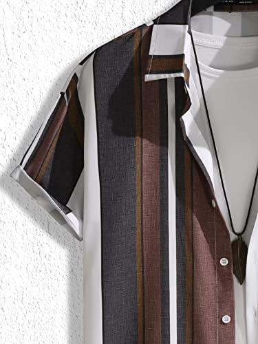 Roupa de 2 peças masculina de OyoAnge, camisa de manga curta listrada e shorts de cintura de cordão
