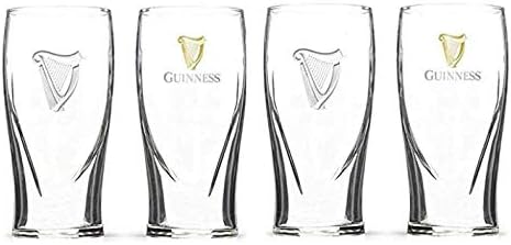 Guinness Gold Sparkle Harp Signature Pint Glasses - 16 onças - Conjunto de 4