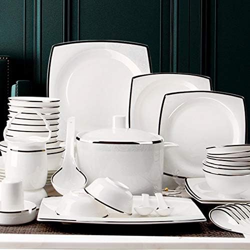 Lkyboa nórdica linha preta branca linha de cerâmica conjunto de utensílios domésticos suprimentos de cozinha doméstica pratos pratos colloaons bone chine uterware
