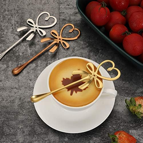 Hemoton Mini colher de café expresso de expresso 3pcs colher de café aço inoxidável com coroa de besteira de coração