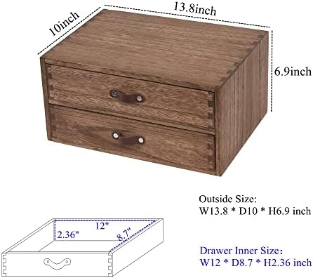 Ddyuri Wood 2 gaveta Cabinete de organizador de desktop -caixa de armazenamento de mesa para balcão de cozinha, cômoda -comprimido