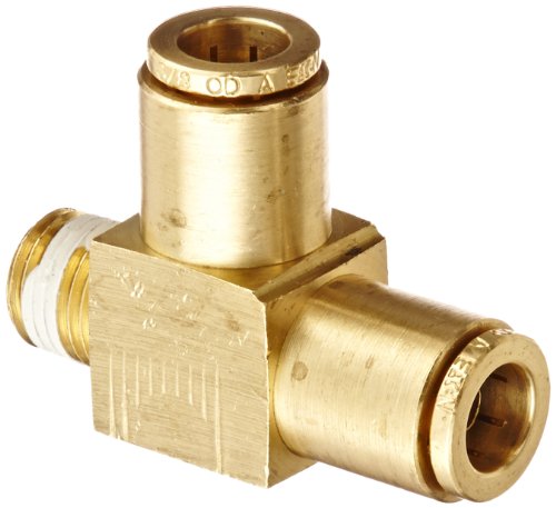 Eaton Weatherhead 1871x6 Brass CA360 D.O.T. Ajuste do tubo de freio de ar, camiseta, 1/4 NPT masculino x 3/8 OD