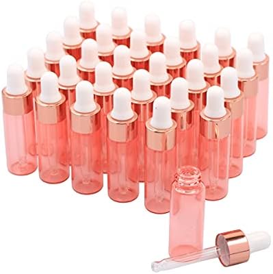 Conjunto de 30 pacotes, garrafas de gotas de gotas de vidro rosa