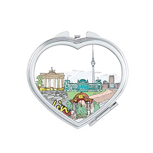 Alemanha Berlin Landmark Architecture Mirror Travel Magniation Portable Handheld Pocket Makeup