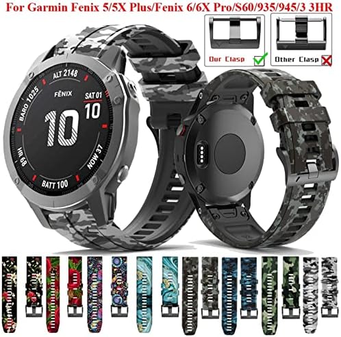 Axti Sport Printing Silicone Watch Band Wels para Garmin Fenix ​​7x 7 6x 6 Pro 5x 5 Plus 3 3HR FASE FIT RELUME