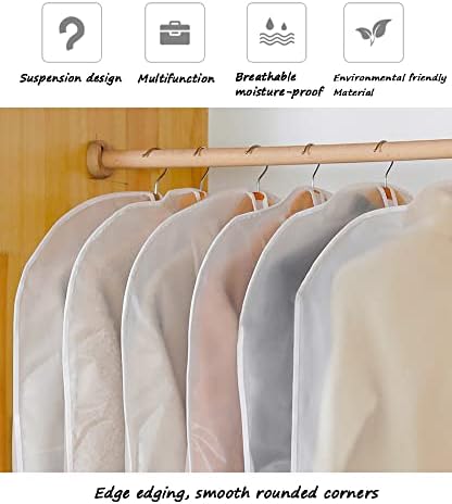 5 sacos de vestuário pendurados para pendura de roupas de armazenamento pendurado capas de roupa respirável para armazenamento