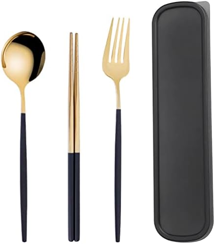 LuxShiny 1 Set utensils de viagens Fork Spoon Cosques de pântanos de 4pcs Conjunto de talheres de aço inoxidável Salheres reutilizáveis